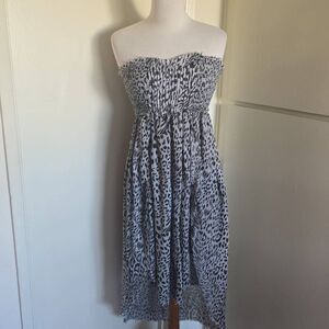 It Girl Grey/ Blk strapless leopard sundress,